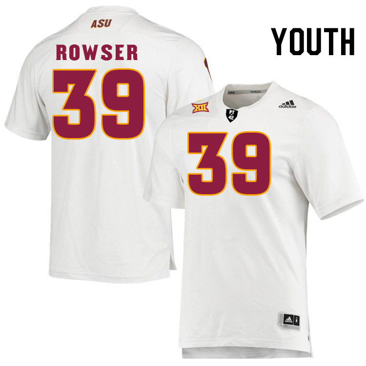 Youth #39 Myles Rowser Arizona State Sun Devils College Football Jerseys Stitched-White